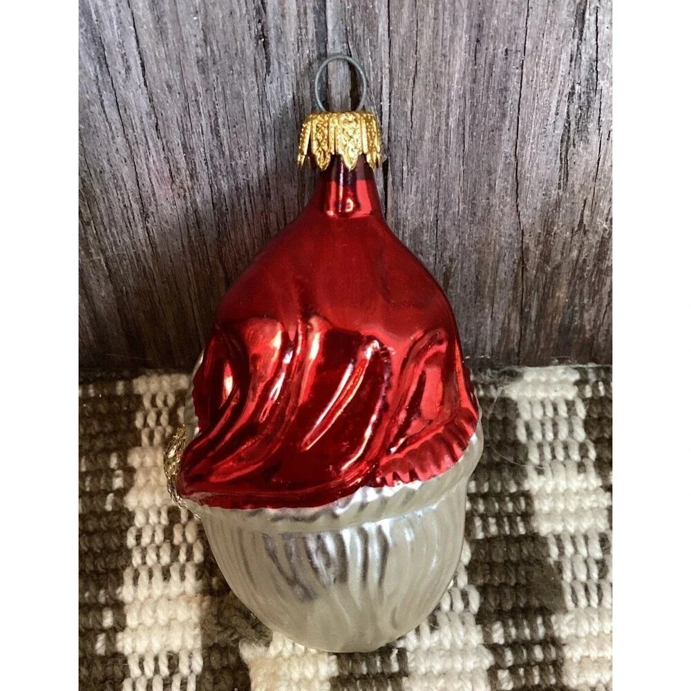 Vintage Blown Glass Santa Face Christmas Ornament Holiday Decor Columbia